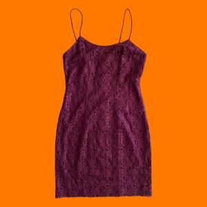 90's vintage maroon floral lace spaghetti strap dress Size 11/12 all that jazz